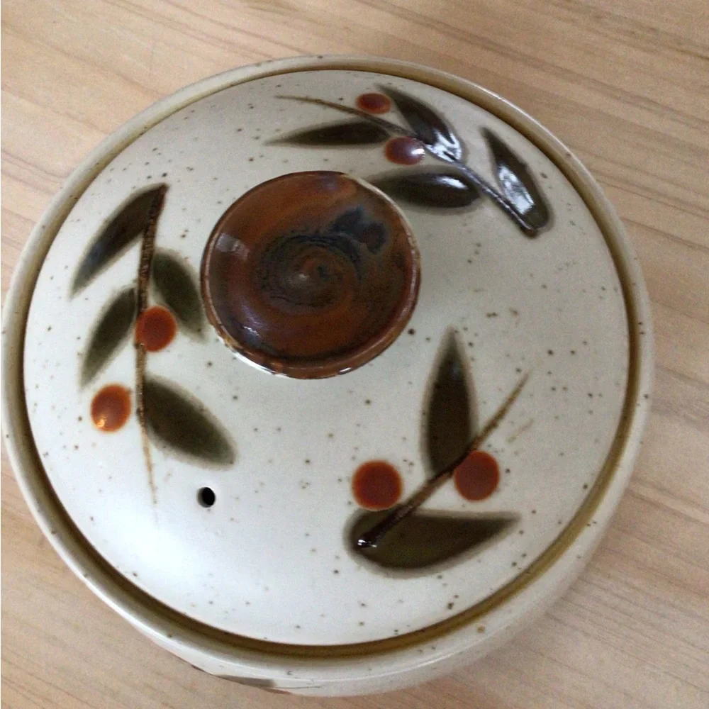 Vintage Otagiri Donabe Lidded Pot Dish Japanese Stoneware Cover Speckled